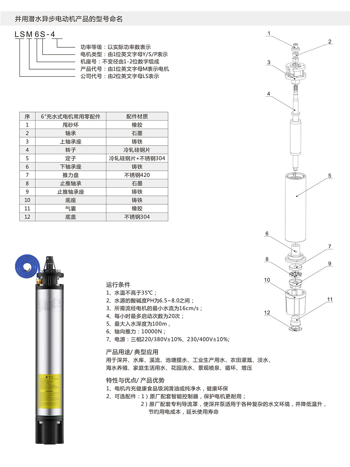 6寸充水式潛水電機(jī)(圖1)